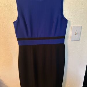 Kasper Blue Sheath Midi Dress for Work